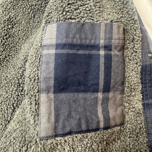 Carhartt Relaxed Fit Sherpa Lined Flannel Shirt Jacket Blue Plaid Med - Picture 4 of 10